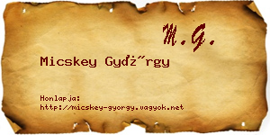 Micskey György névjegykártya